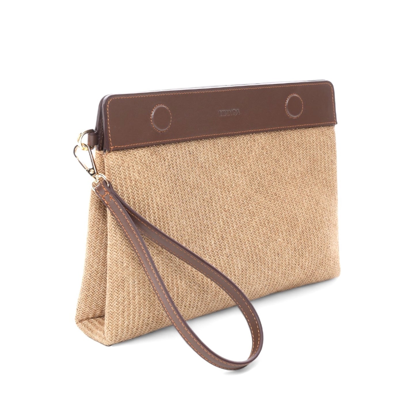 Canvas & Leather Clutch Jute