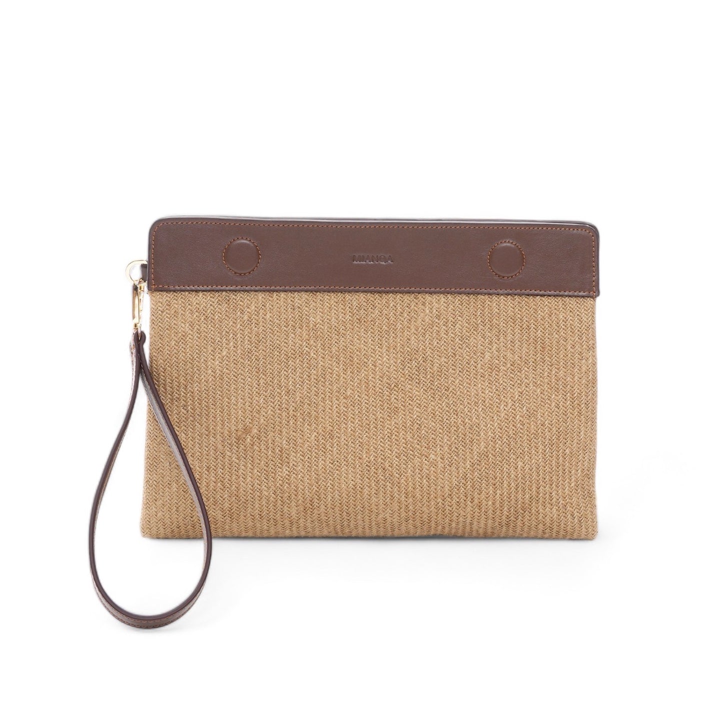 Canvas & Leather Clutch Jute