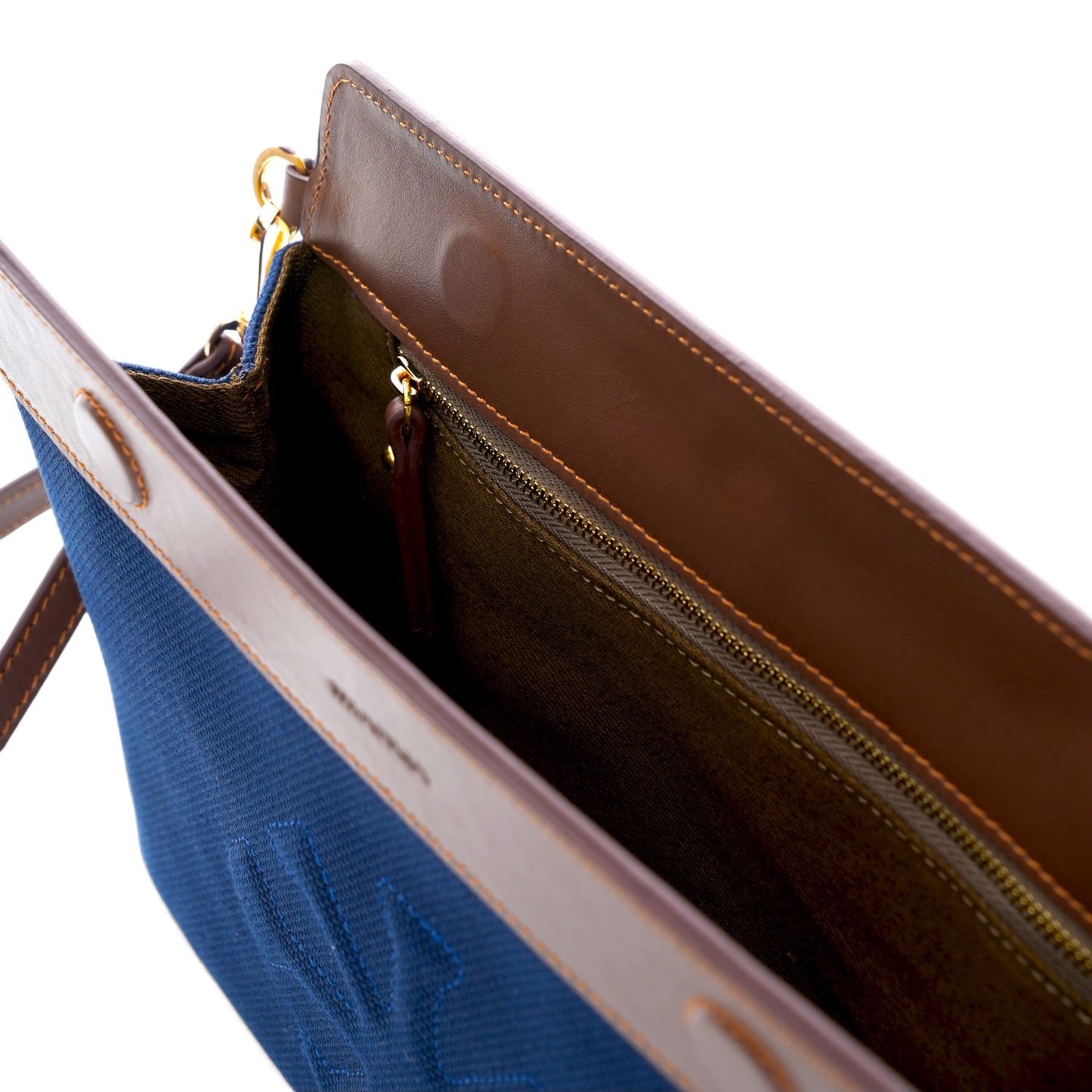 Canvas & Leather Clutch Navy