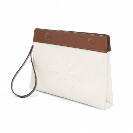 Canvas & Leather Clutch White