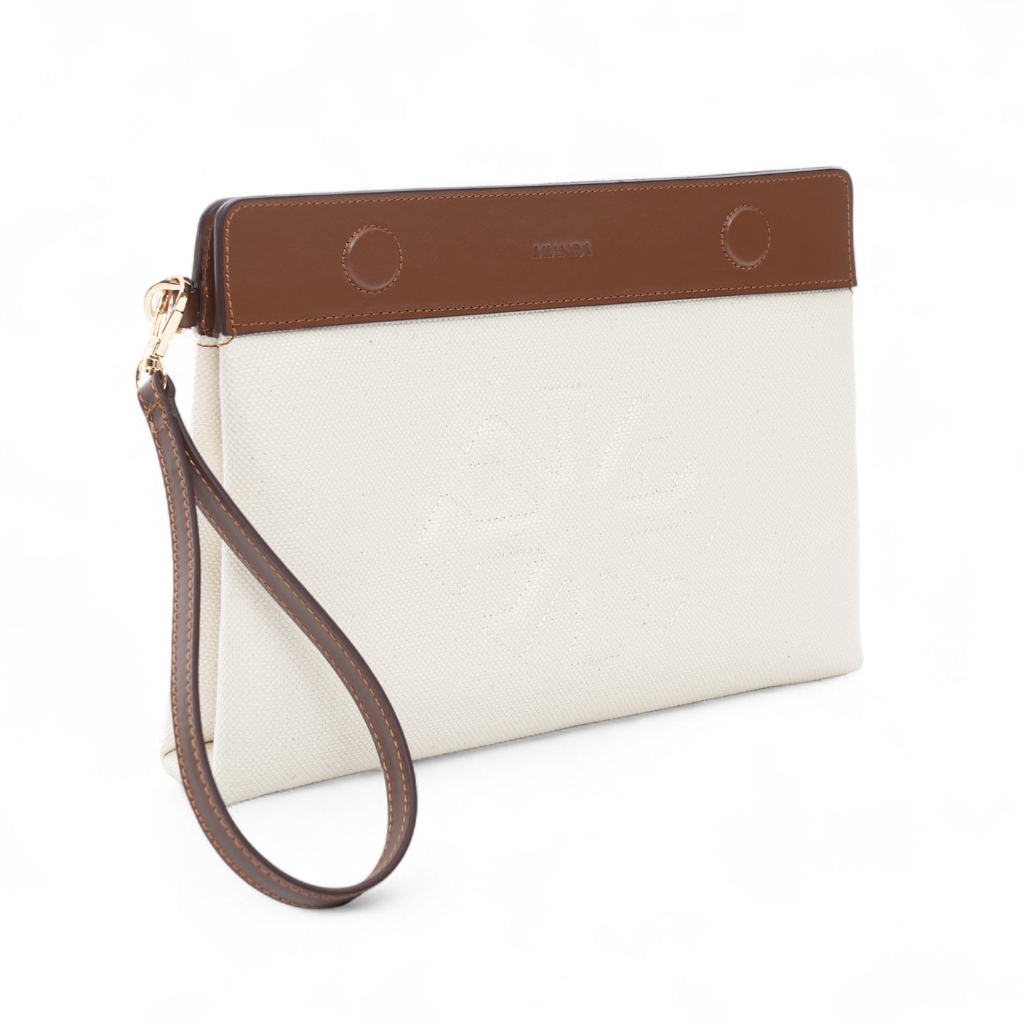 Canvas & Leather Clutch White