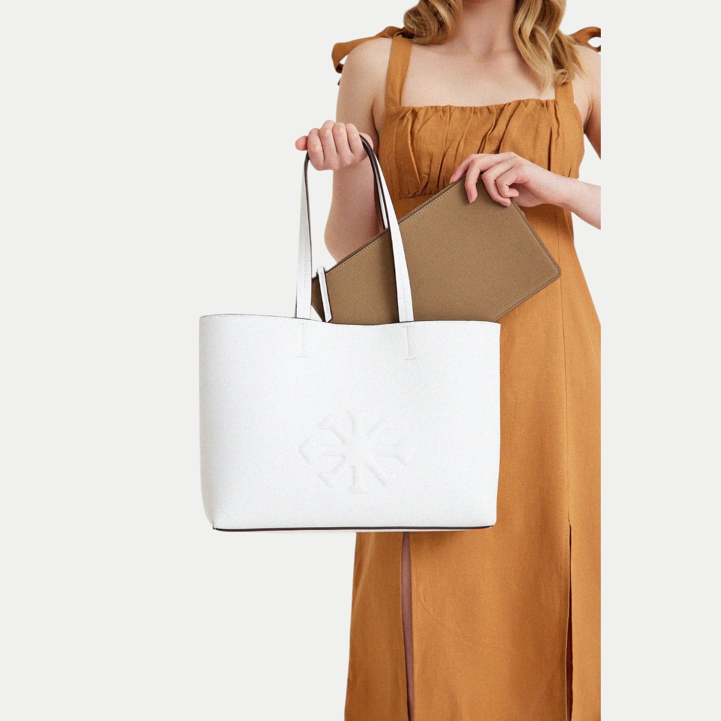 AGAVE Plant-Based Vegan Leather Tote Bag White