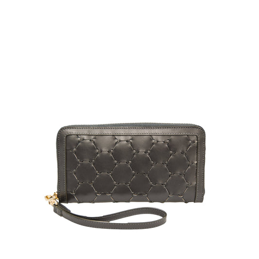 Woven Leather Wallet | Anthracite