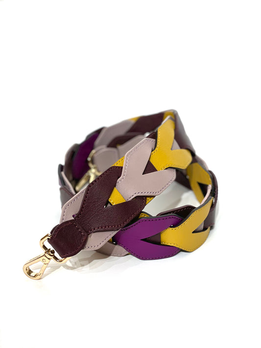 Woven Leather Shoulder Strap Purple