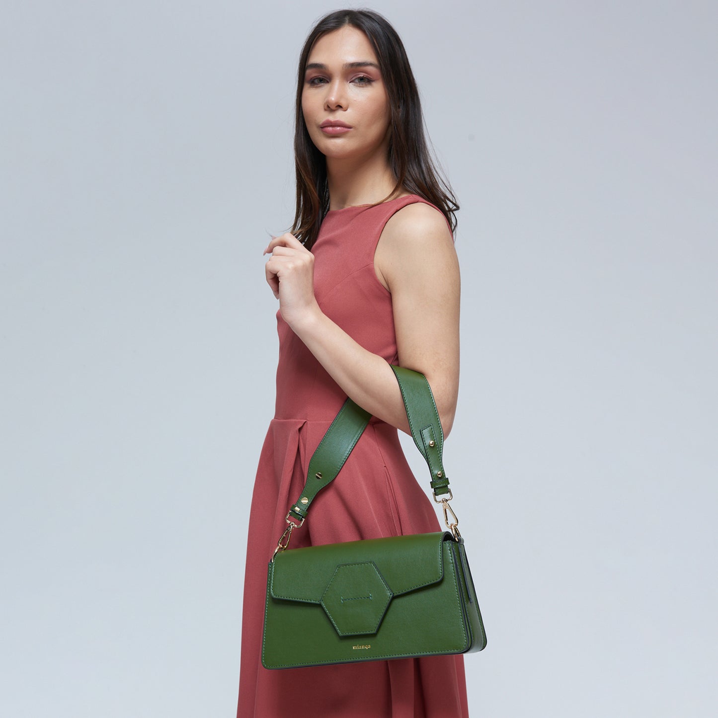 EUPHORBIA Vegan Cactus Leather Shoulder Bag Green