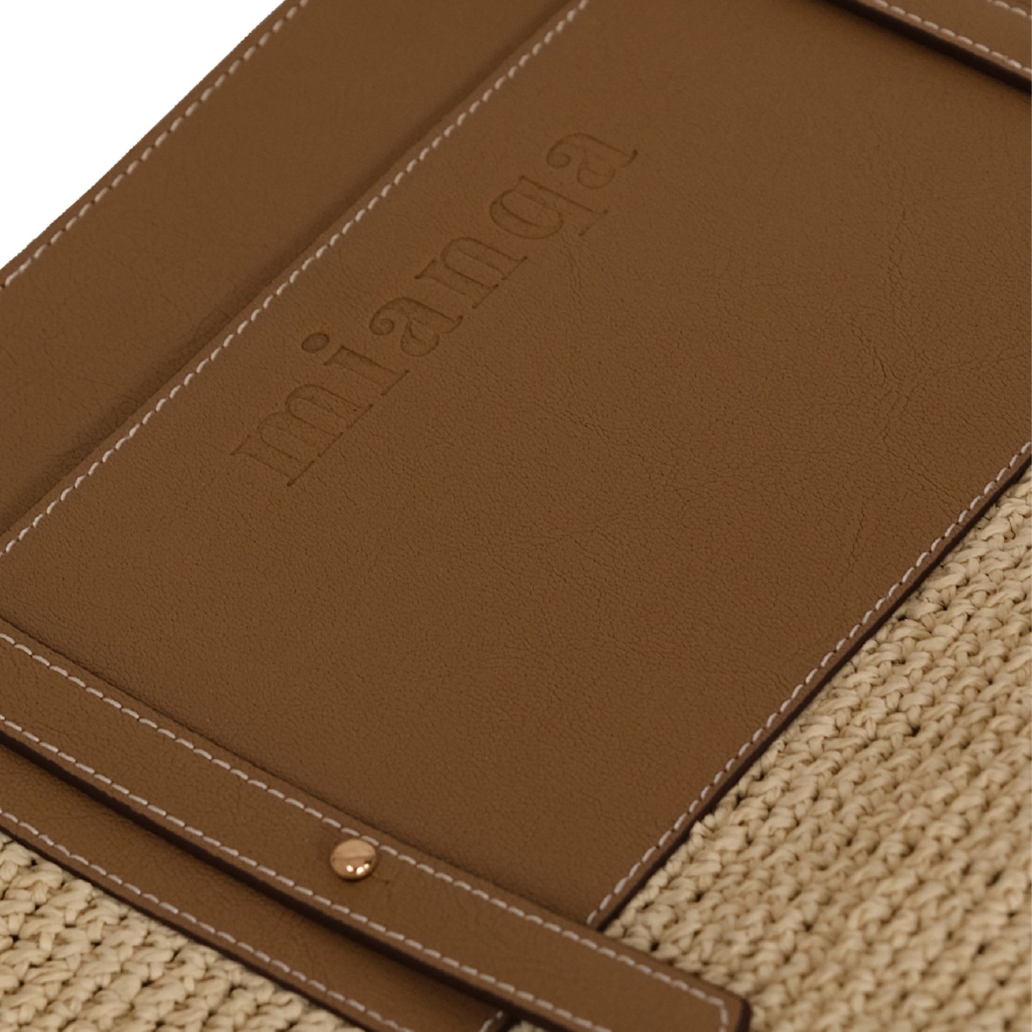 Vegan Bio-Leather & Handwoven Raffia Tote Bag Tan