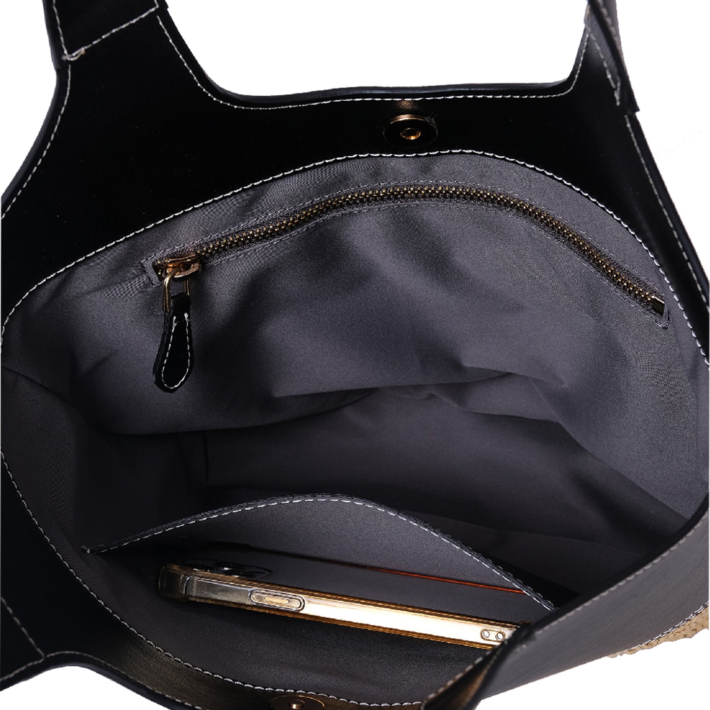 Vegan Bio-Leather & Handwoven Raffia Shoulder Bag Black