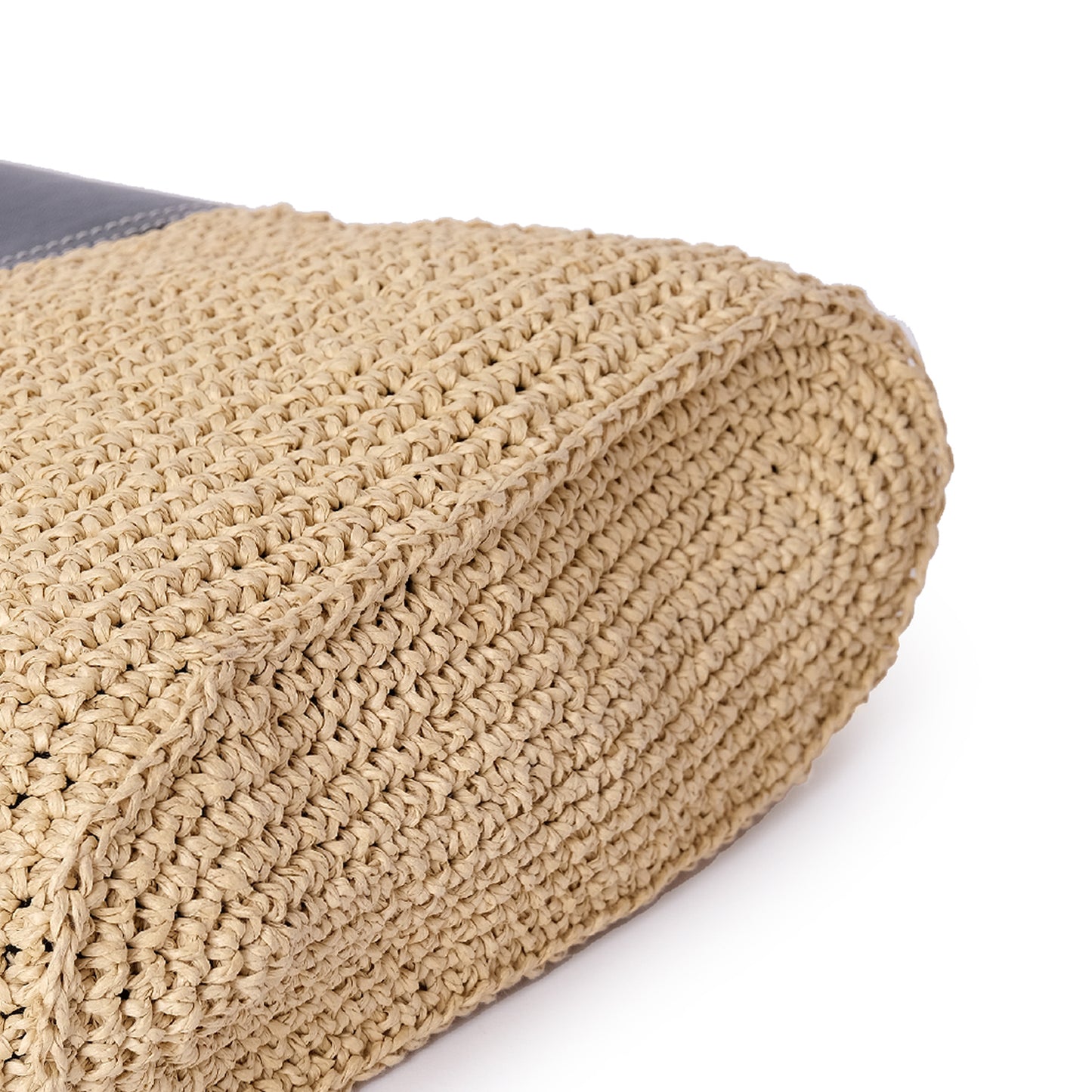 Vegan Bio-Leather & Handwoven Raffia Shoulder Bag Black