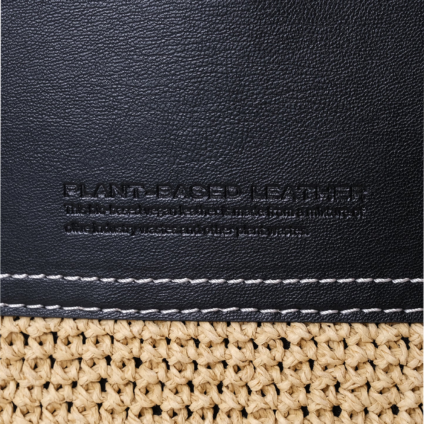 Vegan Bio-Leather & Handwoven Raffia Shoulder Bag Black