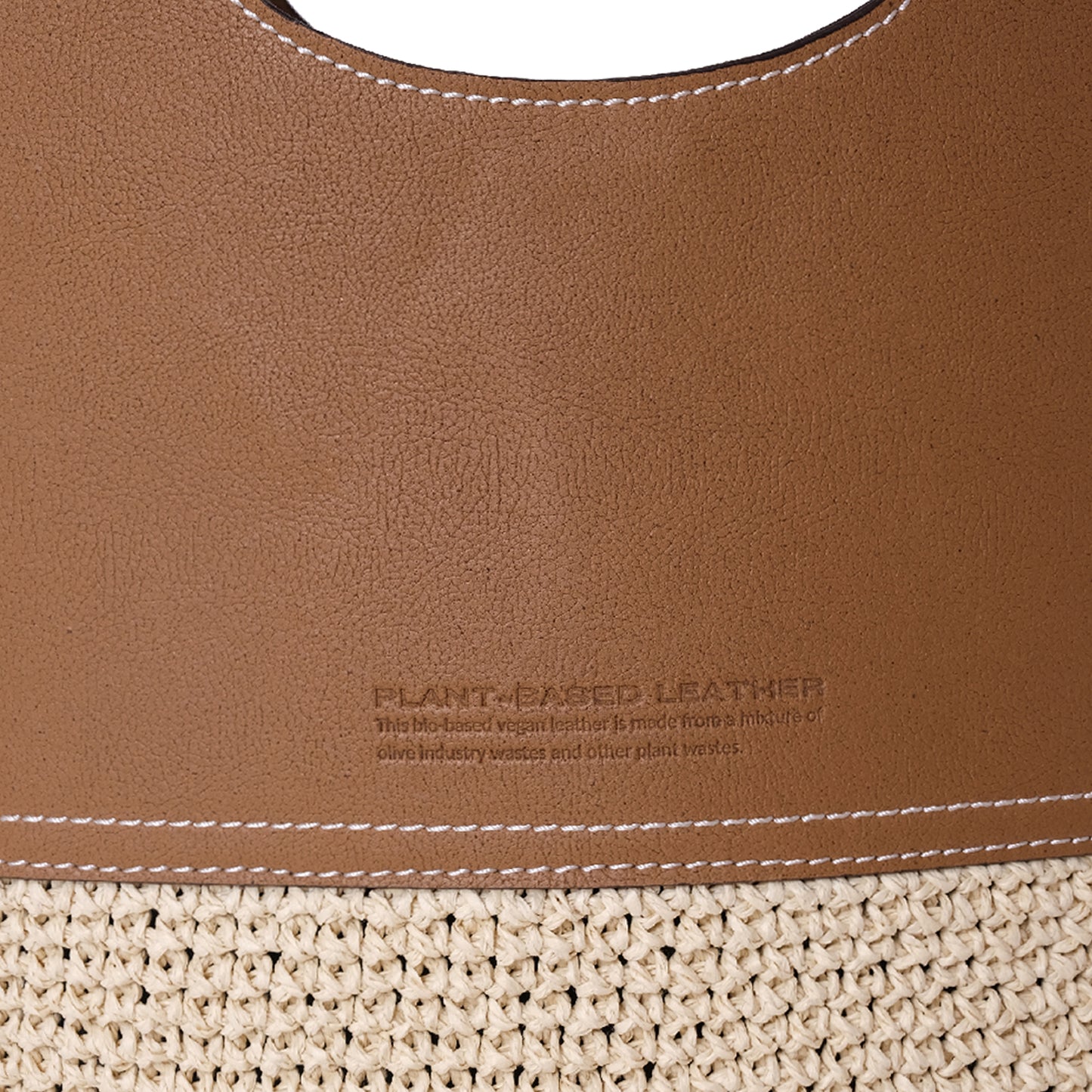 Leather & Handwoven Raffia Shoulder Bag Tan