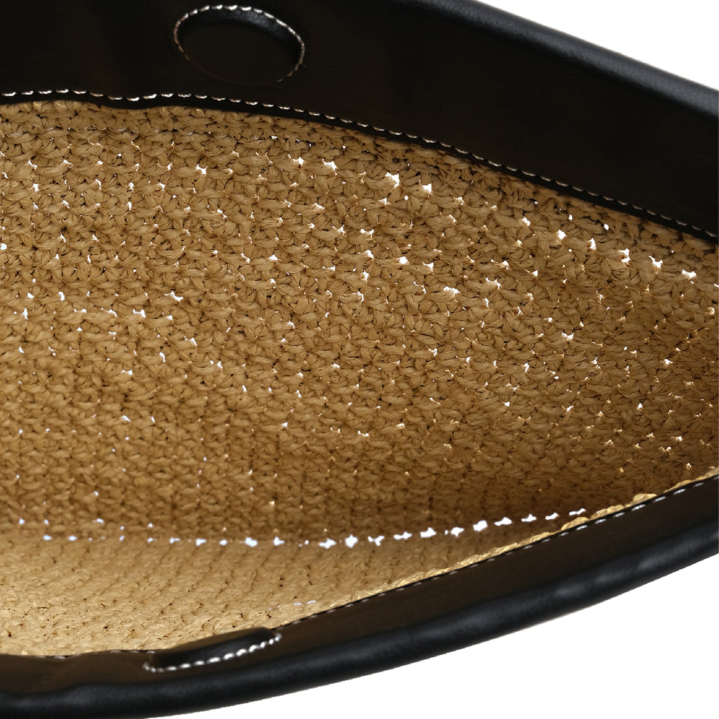Vegan Bio-Leather & Handwoven Raffia Clutch Black