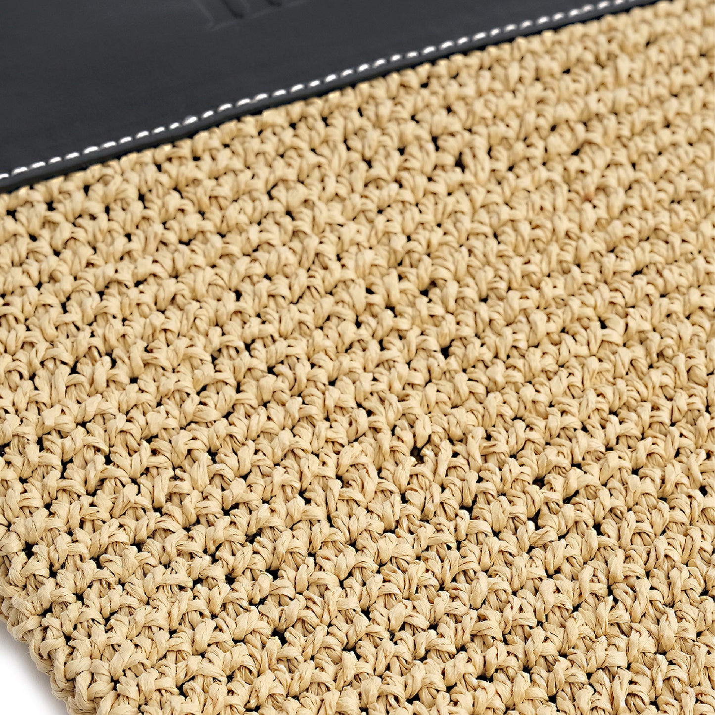 Vegan Bio-Leather & Handwoven Raffia Clutch Black