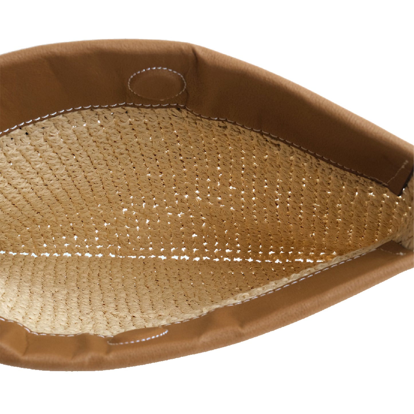 Vegan Bio-Leather & Handwoven Raffia Clutch Tan