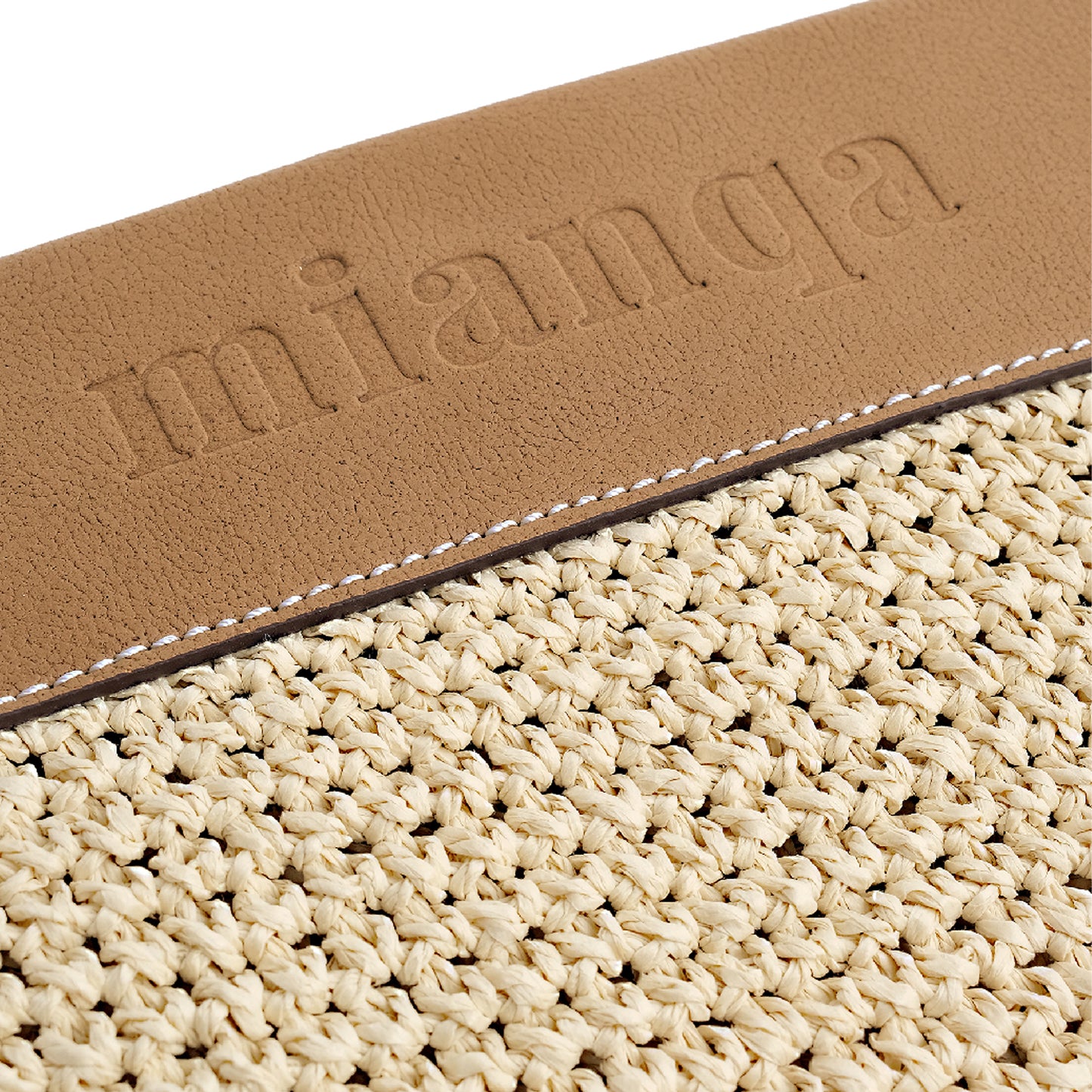 Vegan Bio-Leather & Handwoven Raffia Clutch Tan