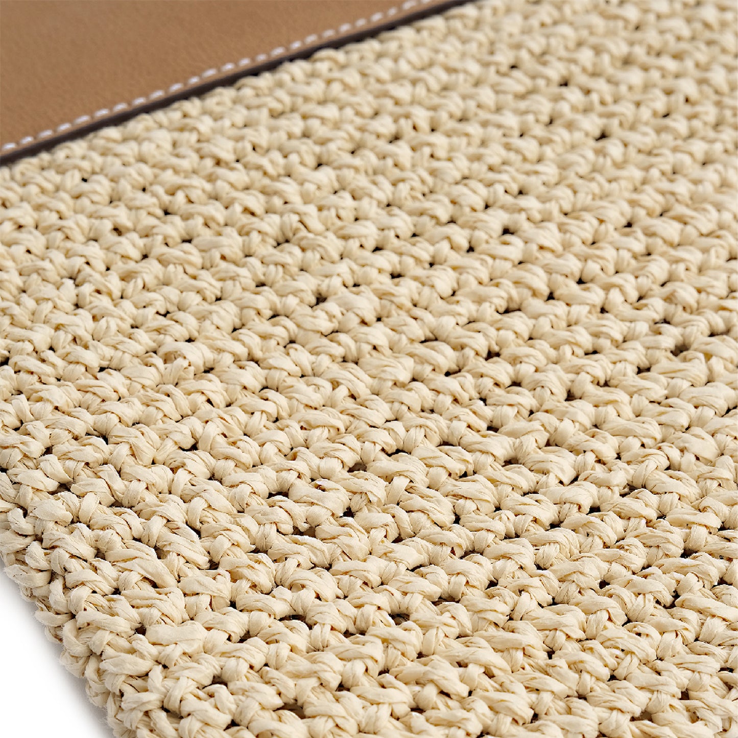 Vegan Bio-Leather & Handwoven Raffia Clutch Tan