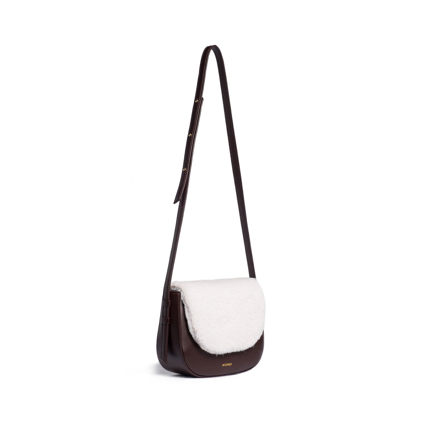 GALA Vegan Apple Leather Faux Fur Crossbody Bag White/Brown