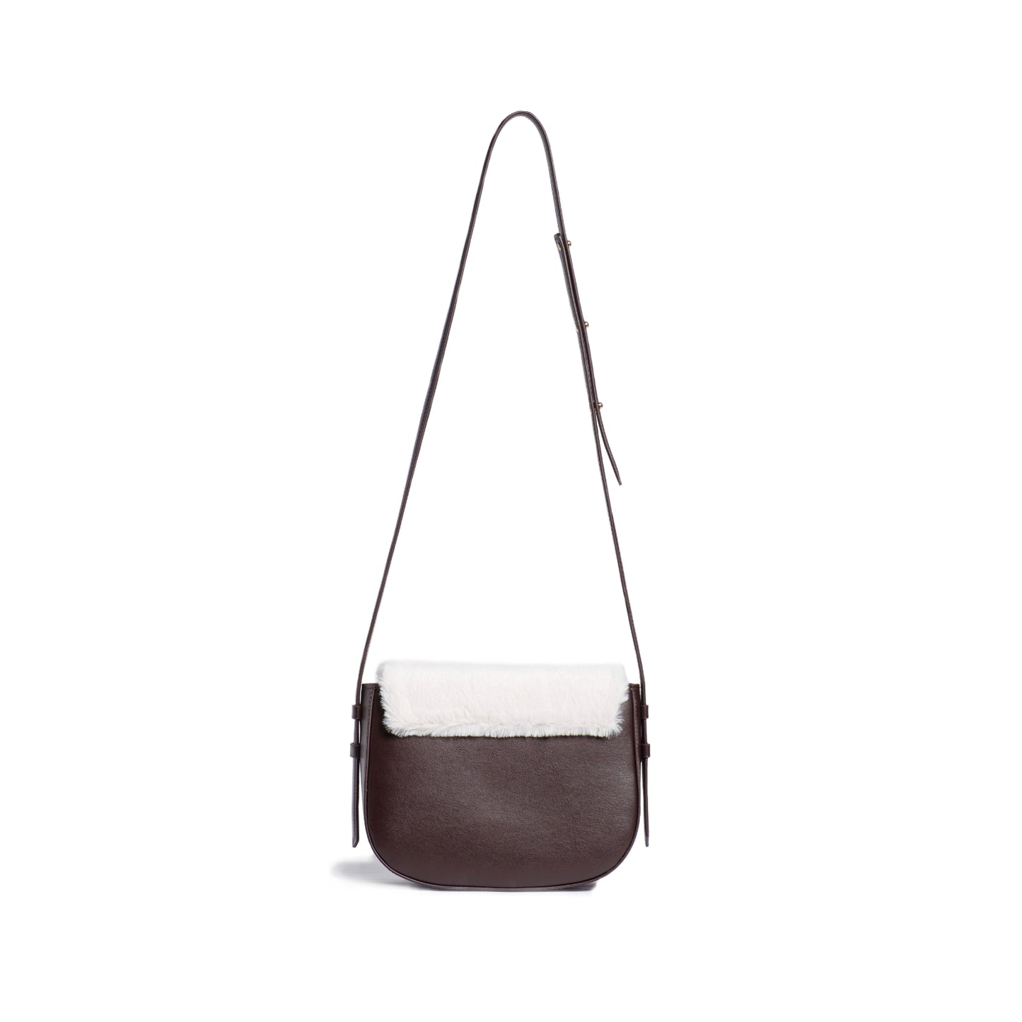 GALA Vegan Apple Leather Faux Fur Crossbody Bag White/Brown