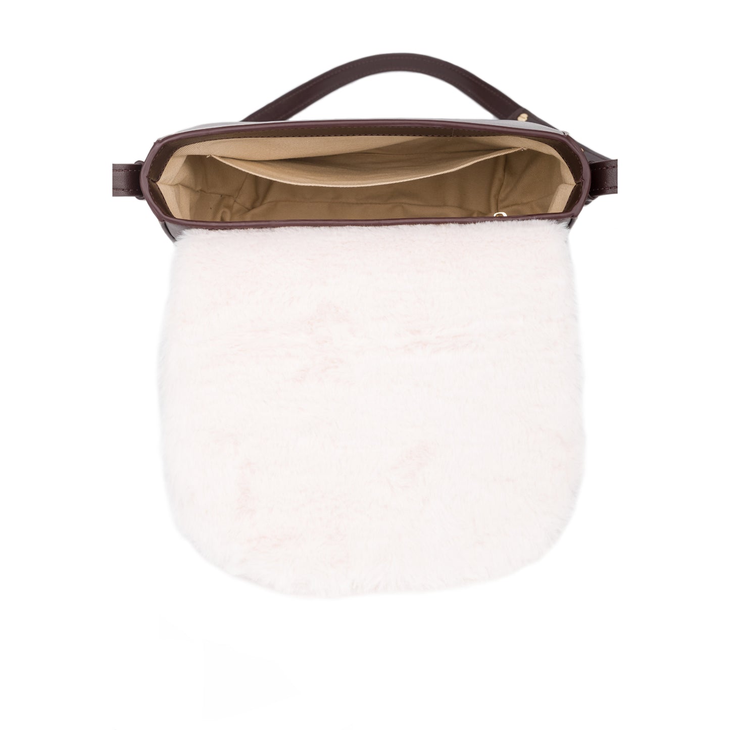 GALA Vegan Apple Leather Faux Fur Crossbody Bag White/Brown