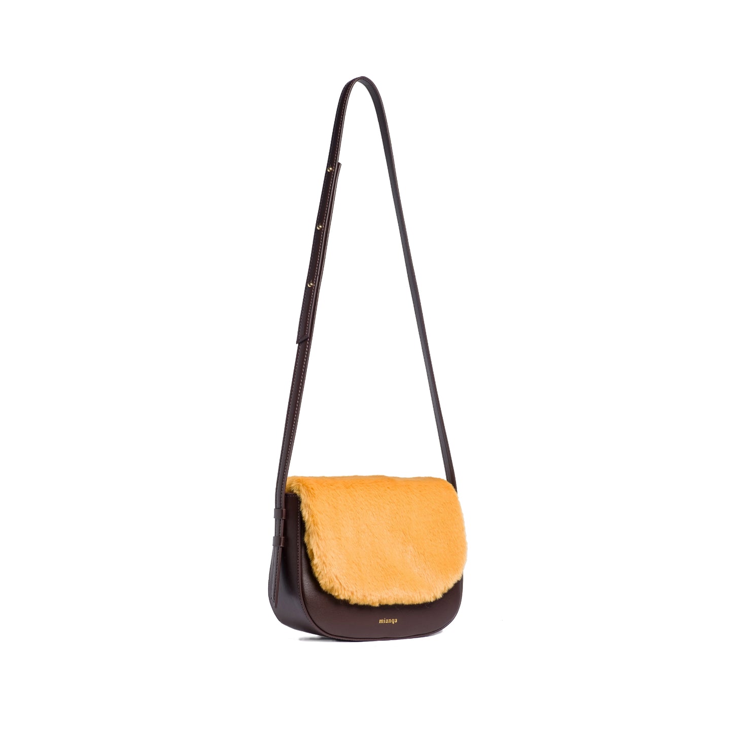 GALA Vegan Apple Leather Faux Fur Crossbody Bag Yellow/Brown