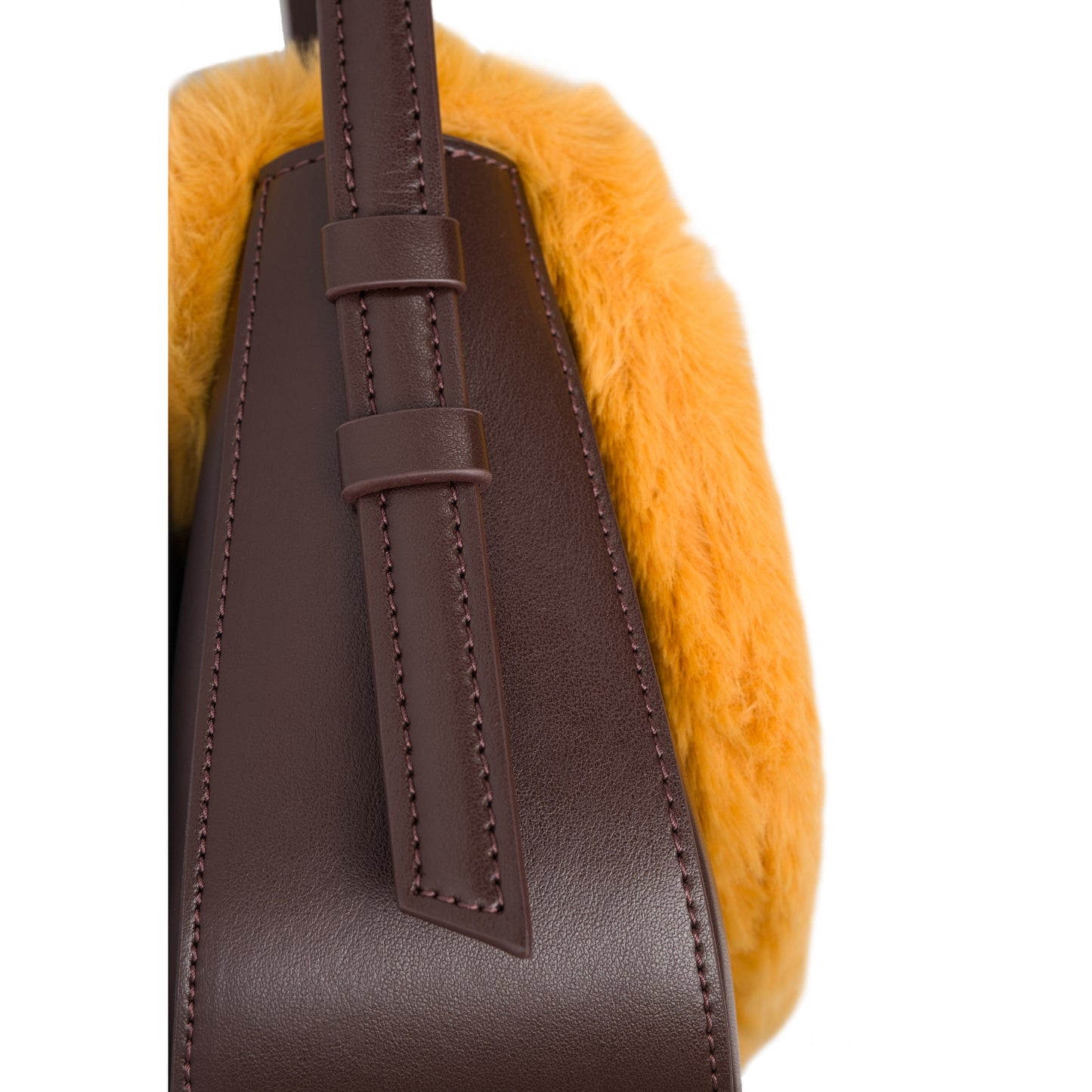 GALA Vegan Apple Leather Faux Fur Crossbody Bag Yellow/Brown
