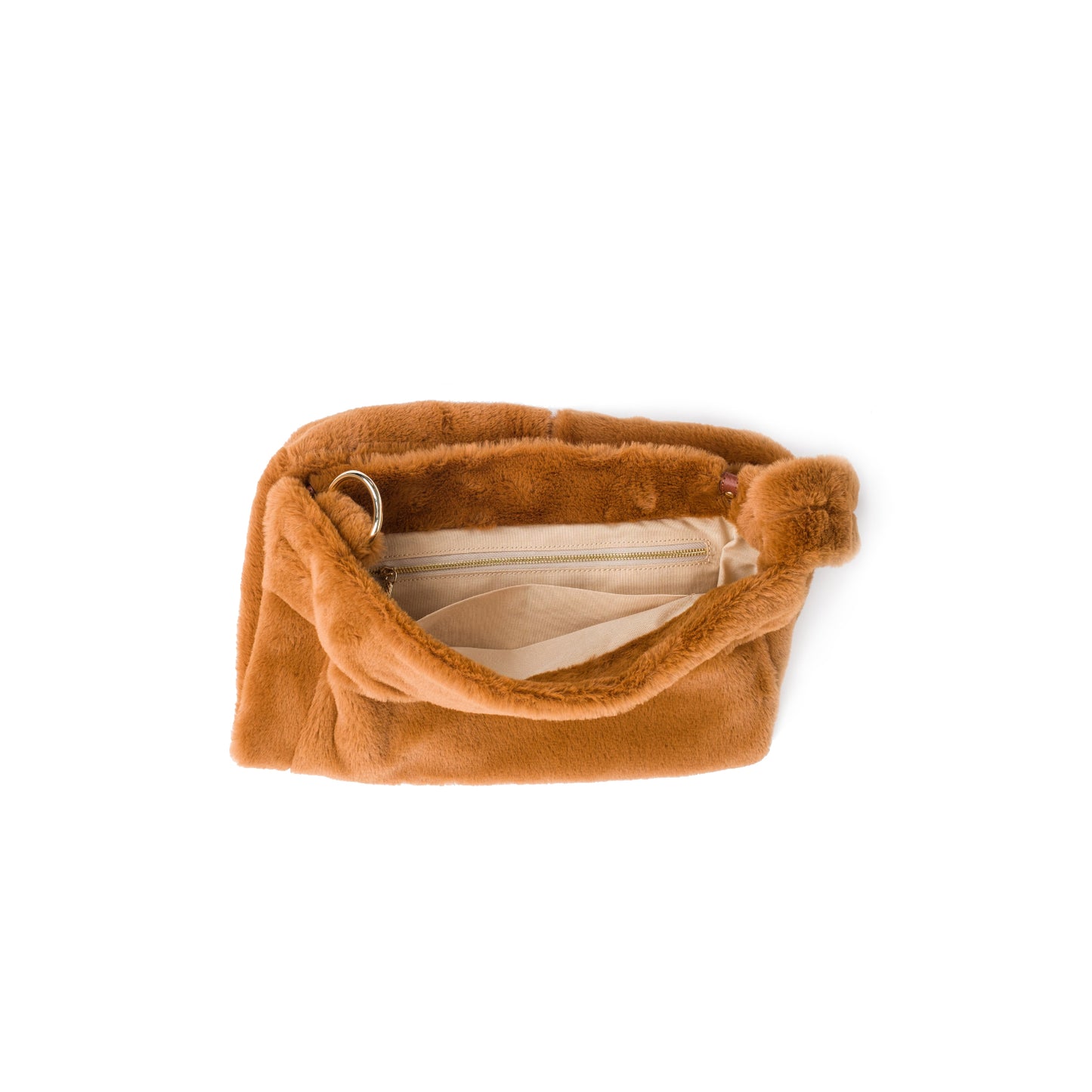 AMBRIOSA Vegan Apple Leather Faux Fur Shoulder Bag