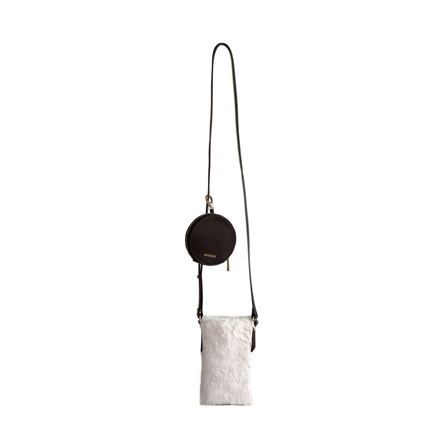 FUJI Vegan Apple Leather Faux Fur Phone Bag White