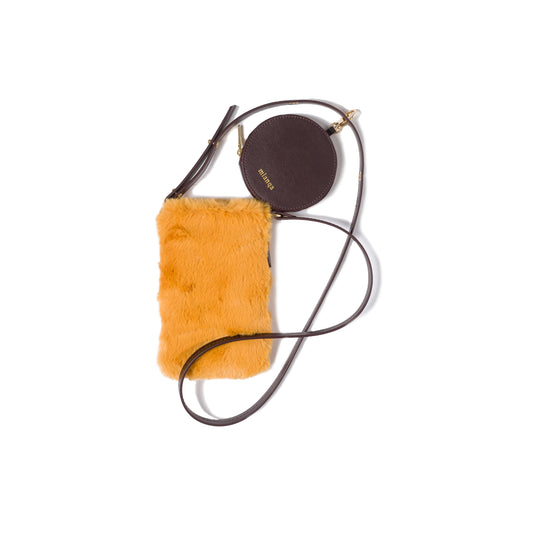 FUJI Vegan Apple Leather Faux Fur Phone Bag Yellow