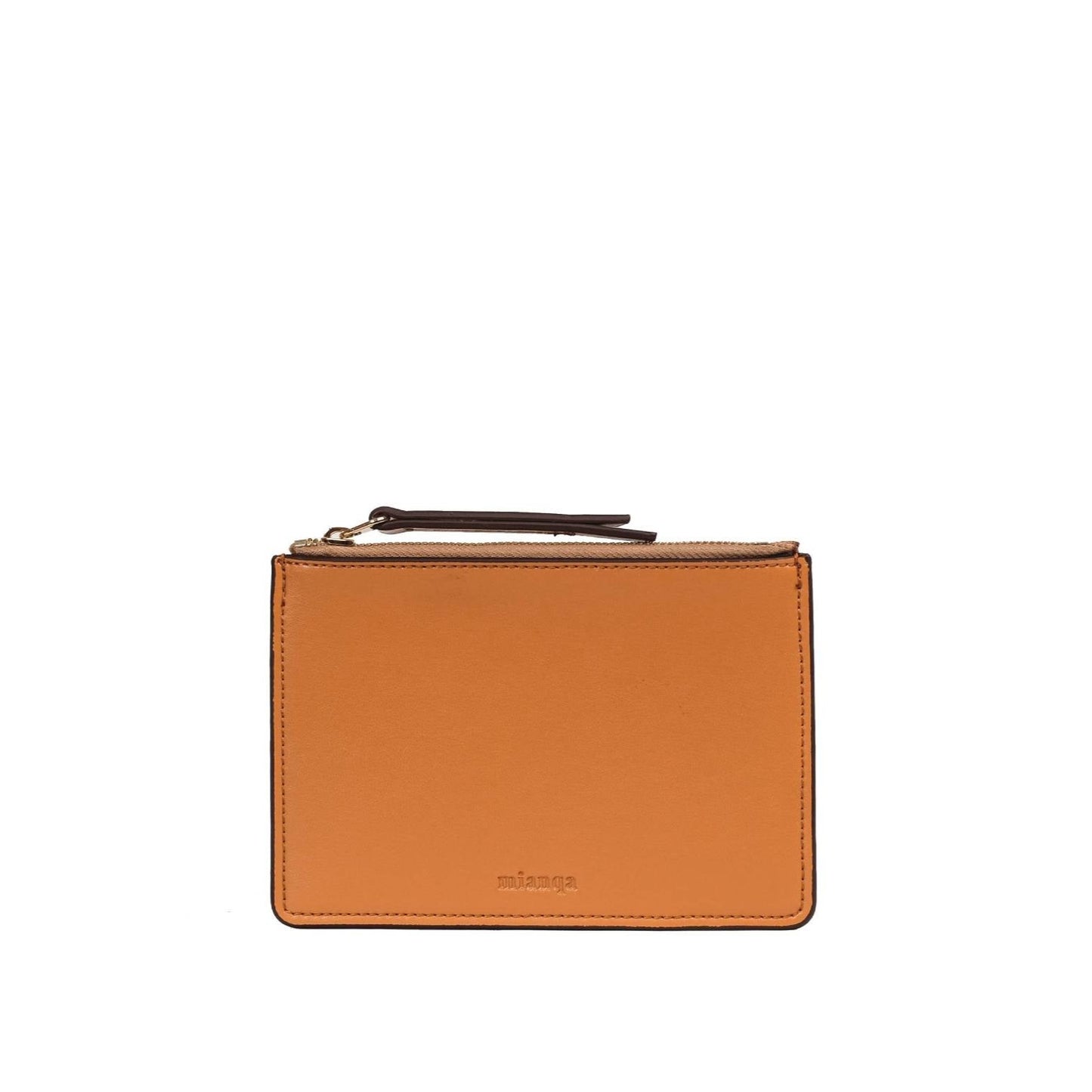 Vegan Apple Leather Leather Zip Cardholder Caramel