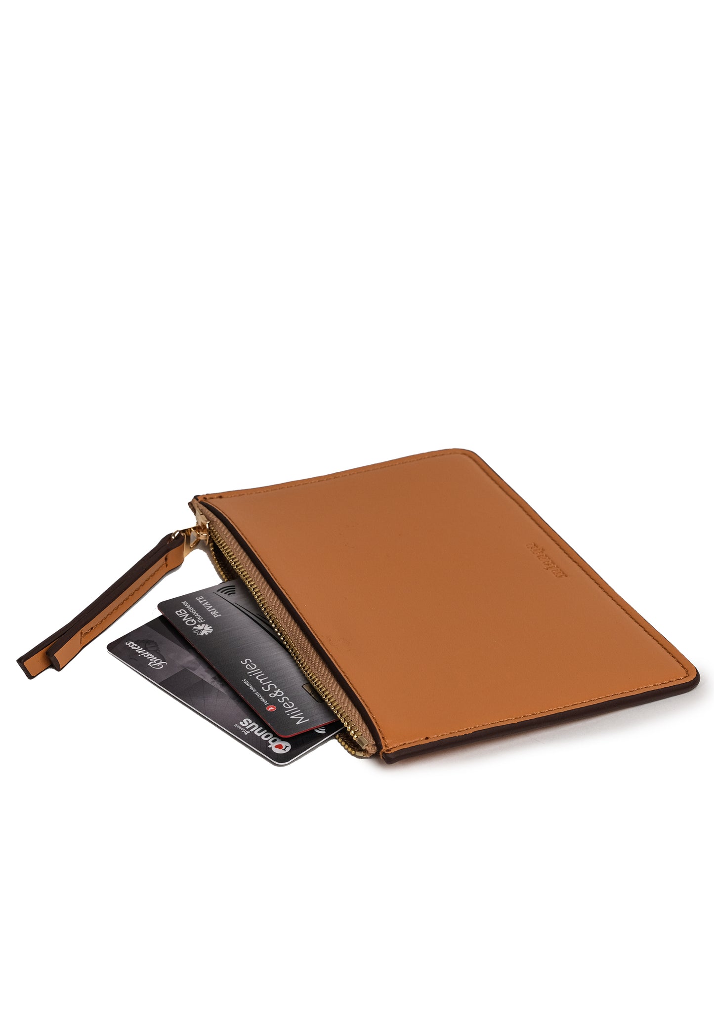 Vegan Apple Leather Leather Zip Cardholder Caramel