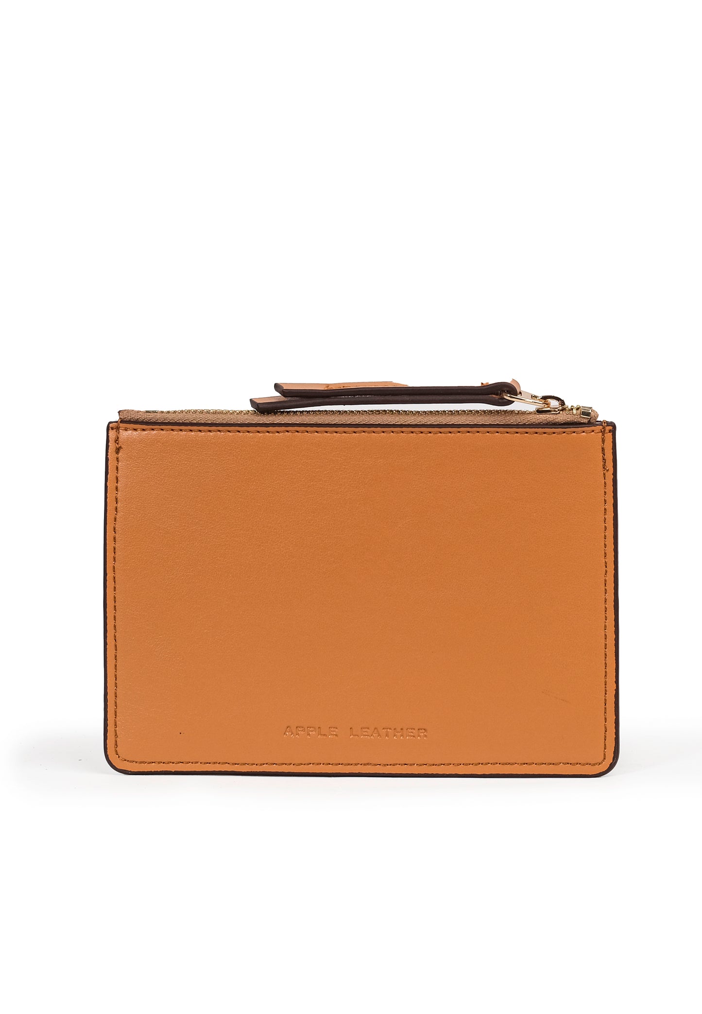 Vegan Apple Leather Leather Zip Cardholder Caramel