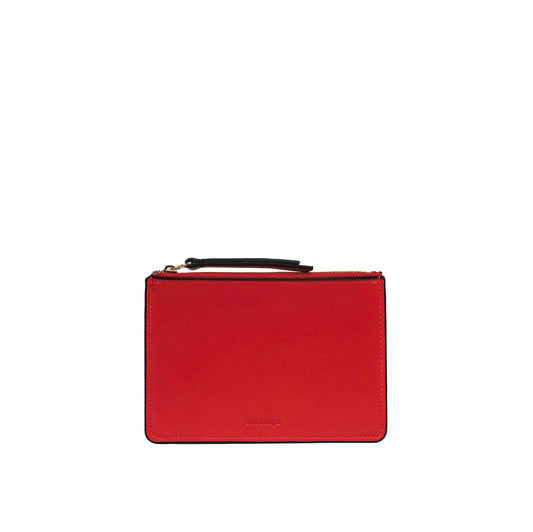 Vegan Apple Leather Leather Zip Cardholder Red