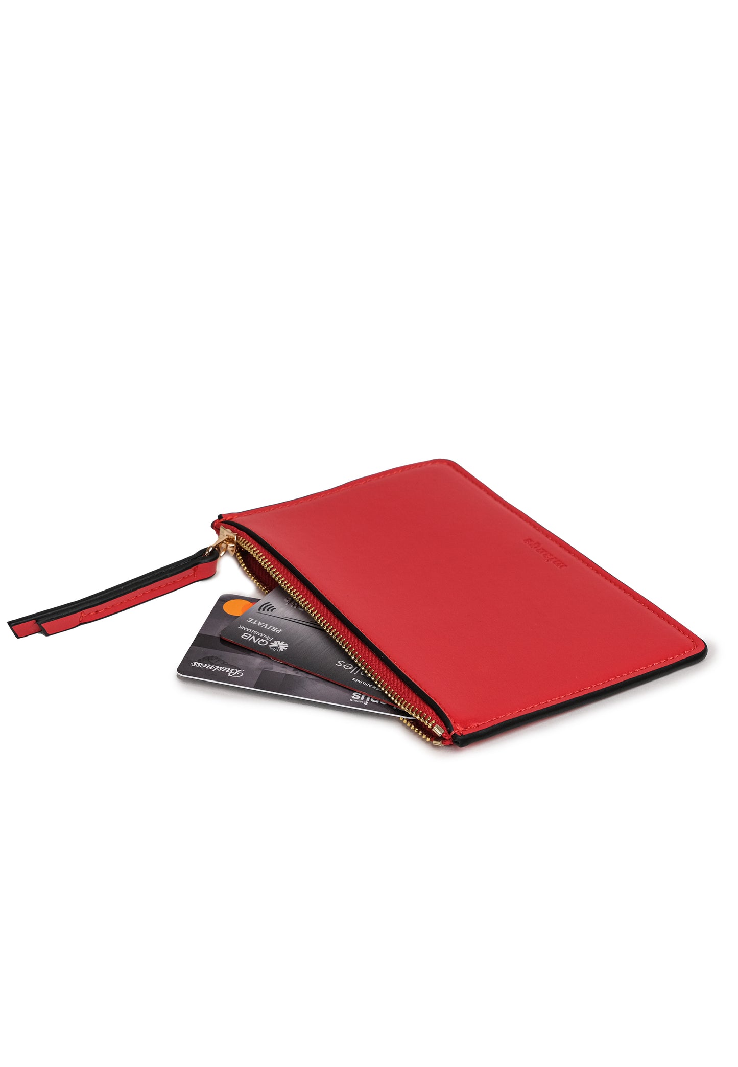 Vegan Apple Leather Leather Zip Cardholder Red