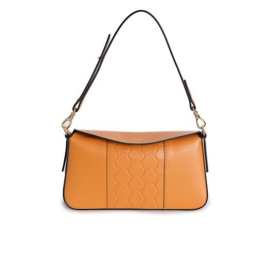 Vegan Apple Leather Shoulder Bag Caramel Brown
