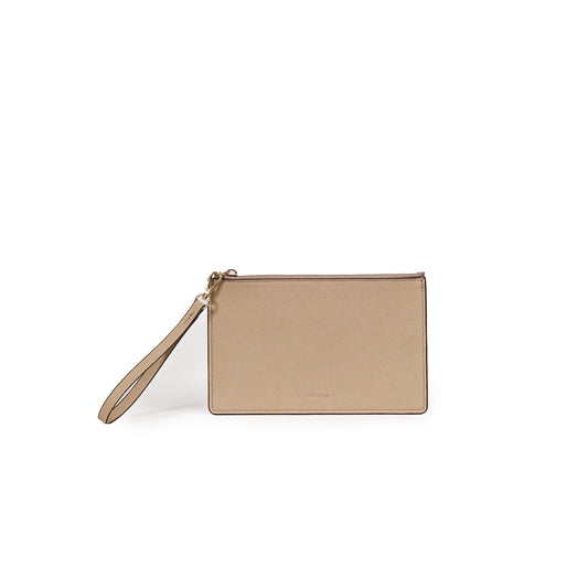 Vegan Apple Leather Leather Zip Wallet Beige