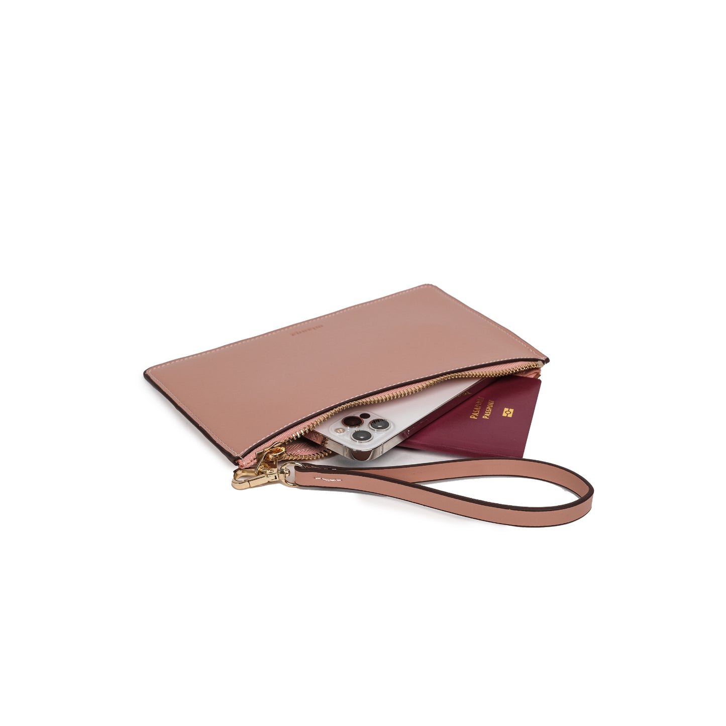 Vegan Apple Leather Leather Zip Wallet Pink