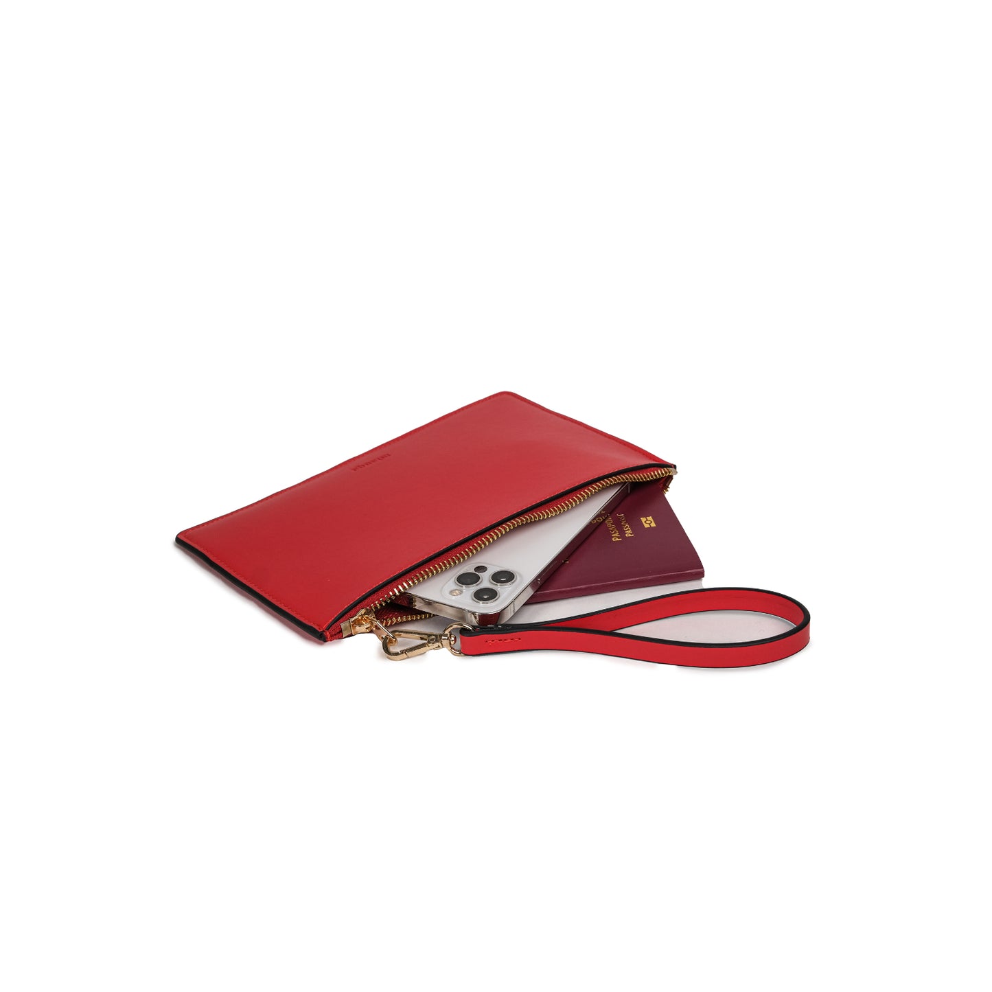 Vegan Apple Leather Leather Zip Wallet Red