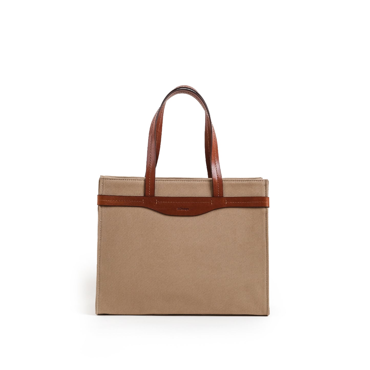 Fabric & Leather Tote Bag Medium Bej