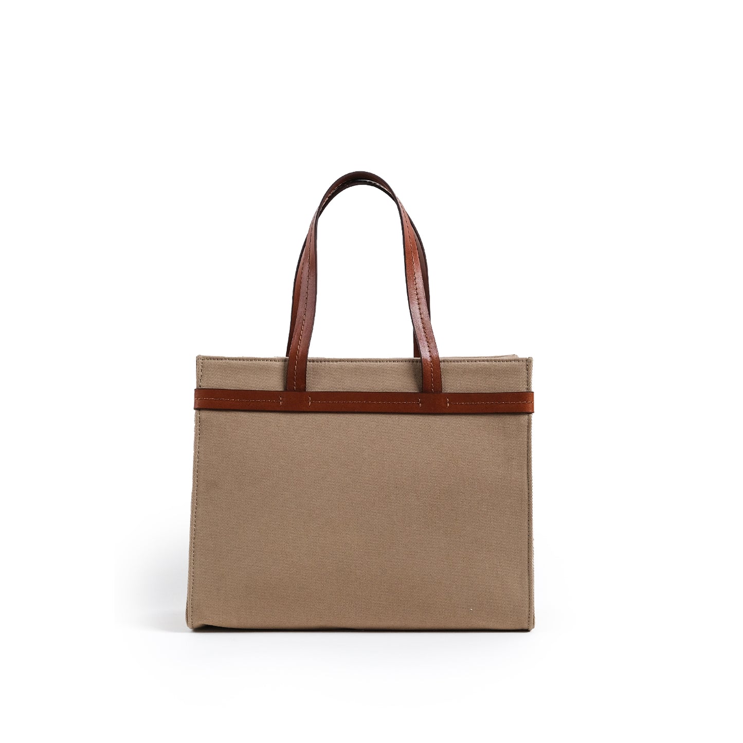 Fabric & Leather Tote Bag Medium Bej