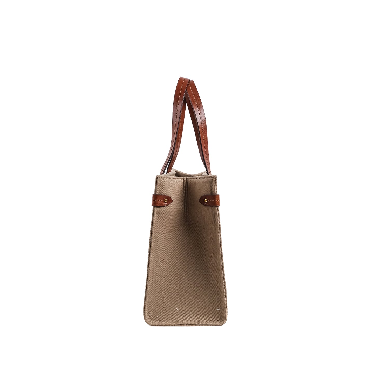 Fabric & Leather Tote Bag Medium Bej