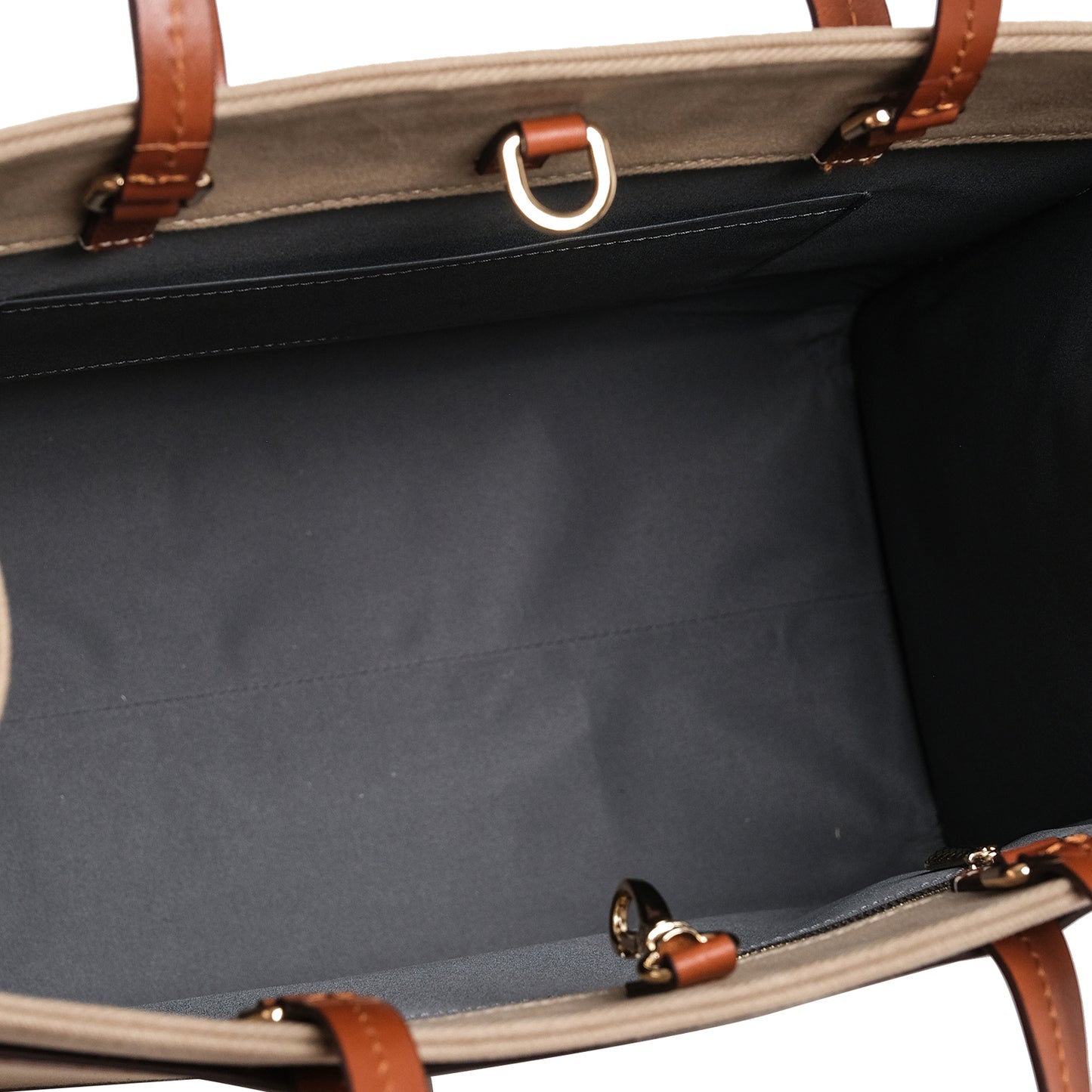 Fabric & Leather Tote Bag Medium Bej