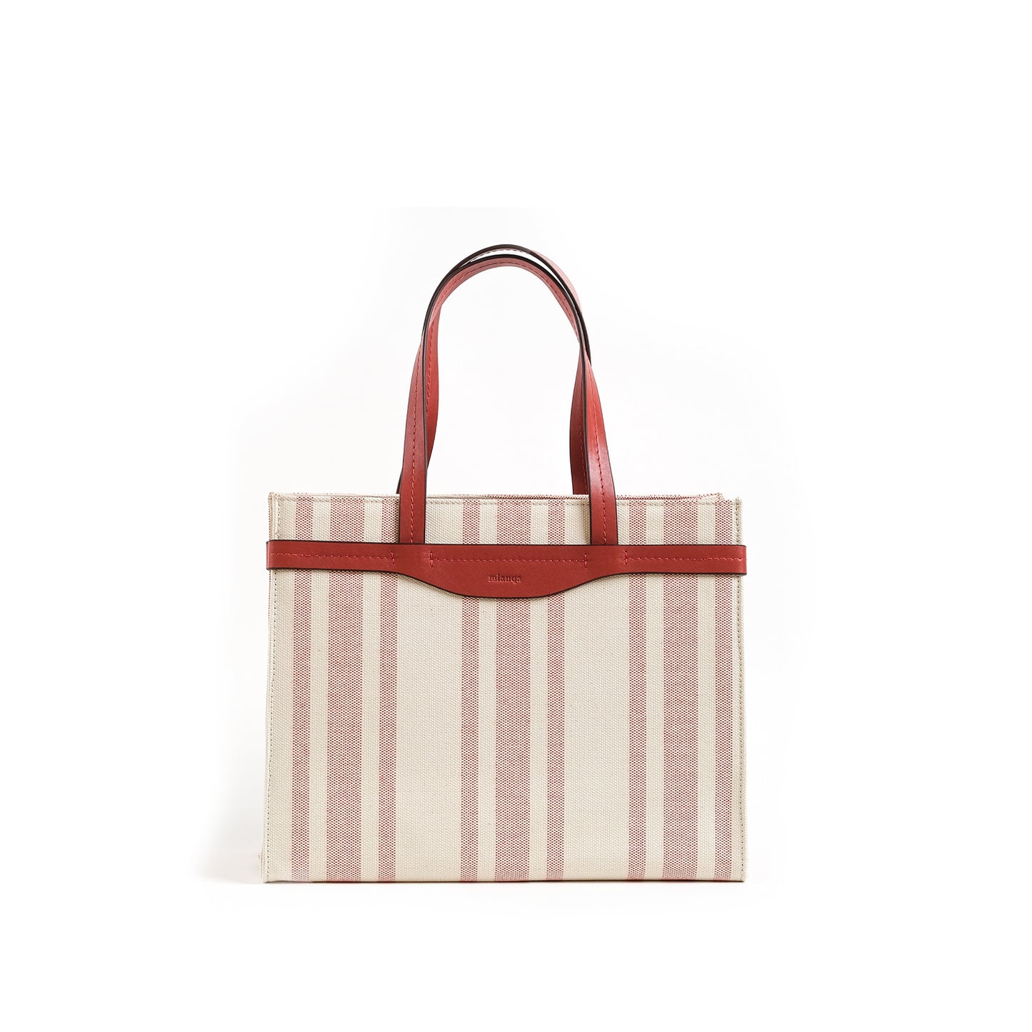Fabric & Leather Tote Bag Medium Red