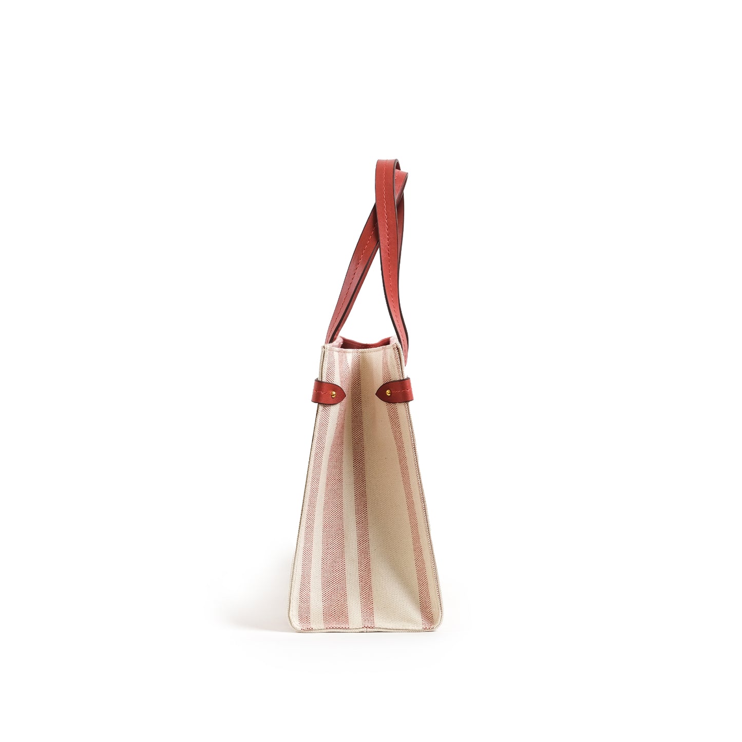 Fabric & Leather Tote Bag Medium Red