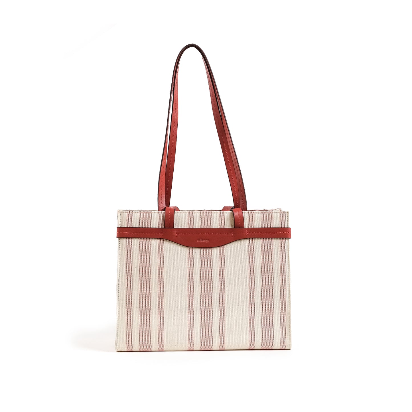 Fabric & Leather Tote Bag Medium Red