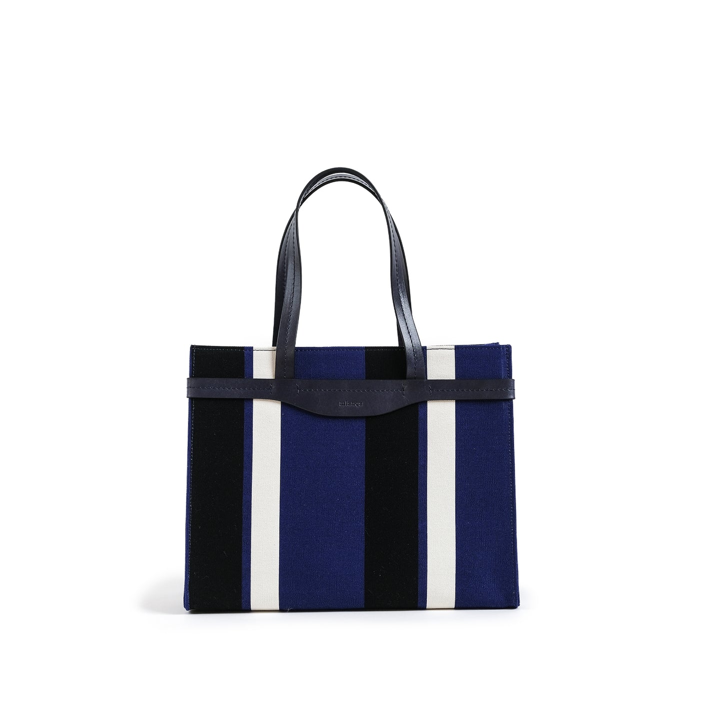 Fabric & Leather Tote Bag Medium Navy