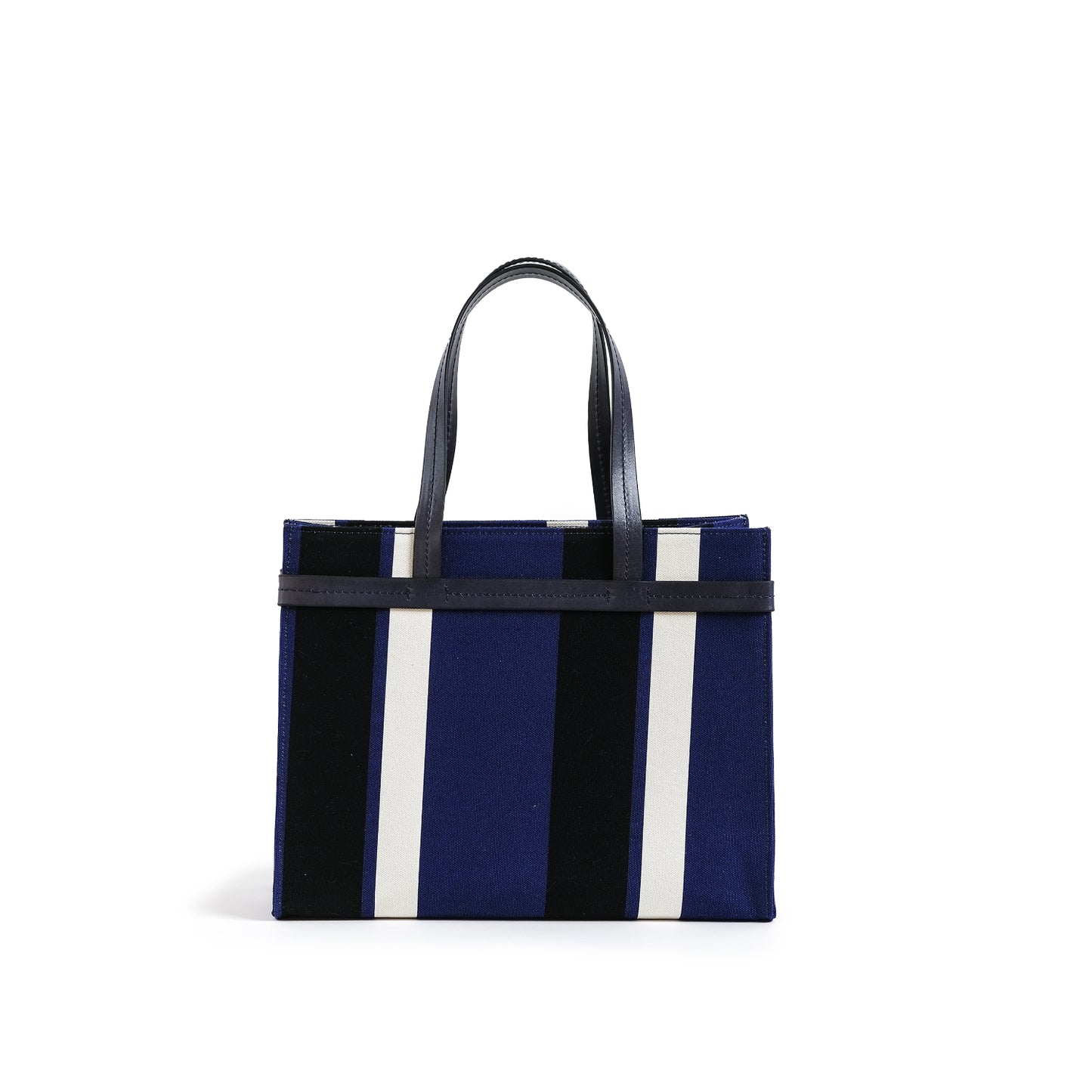 Fabric & Leather Tote Bag Medium Navy