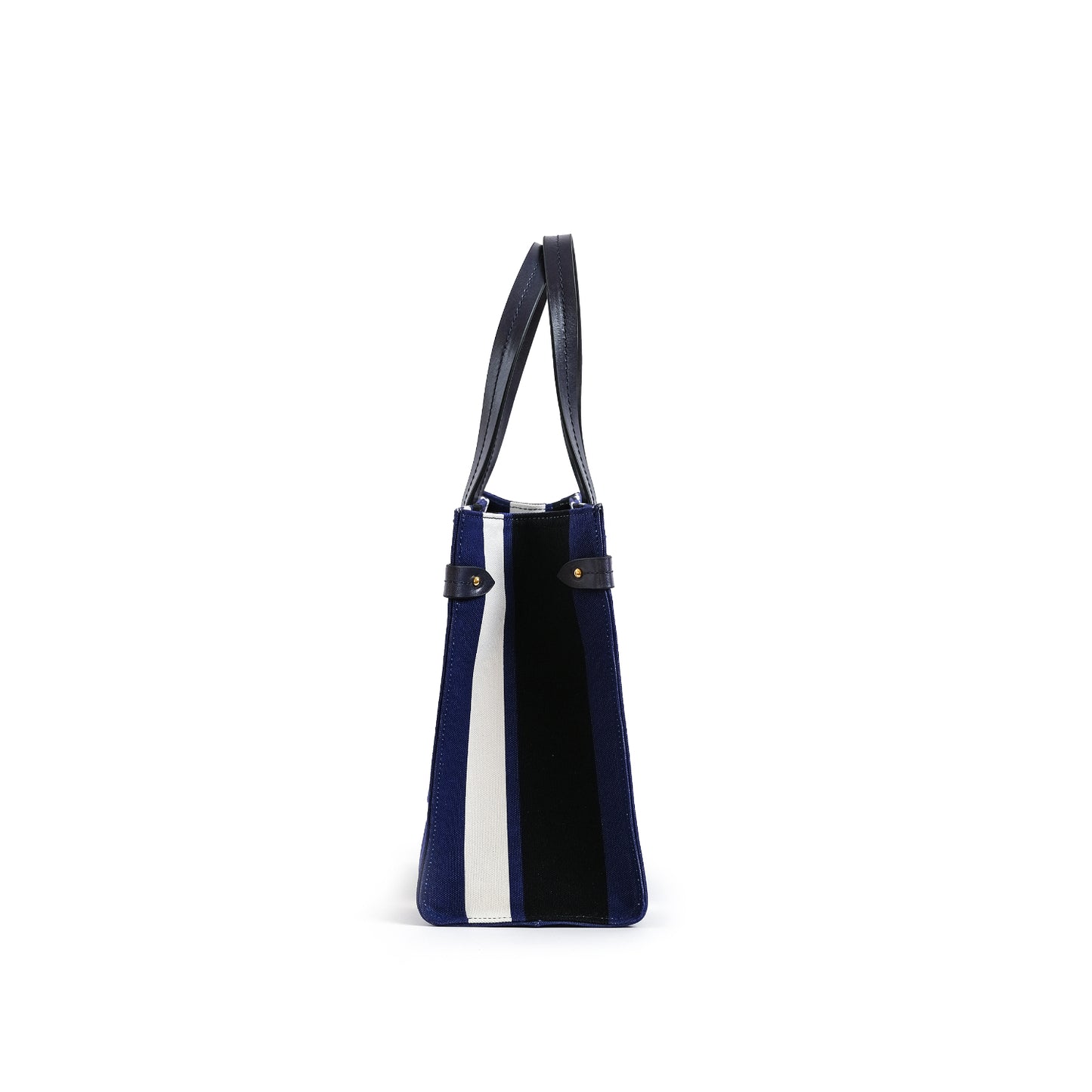 Fabric & Leather Tote Bag Medium Navy