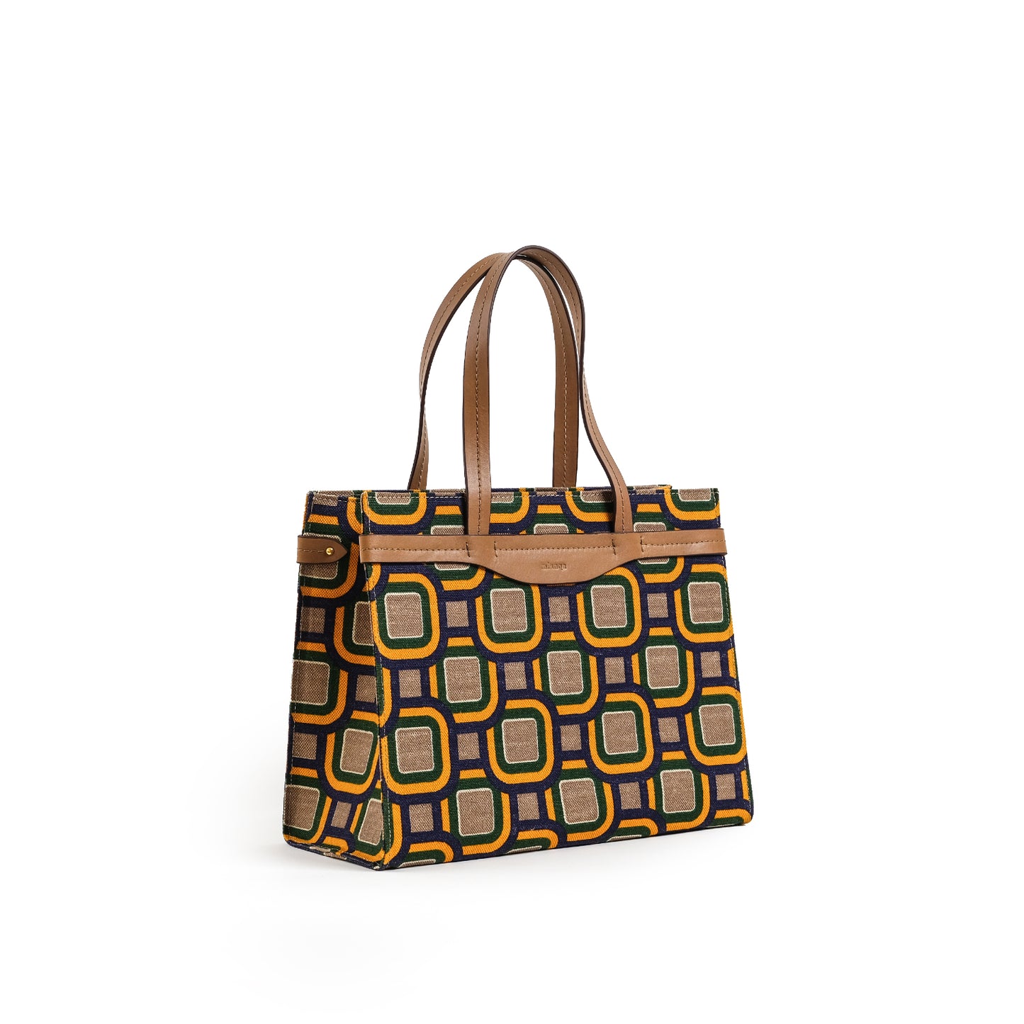 Fabric & Leather Tote Bag Medium Mixed Colors