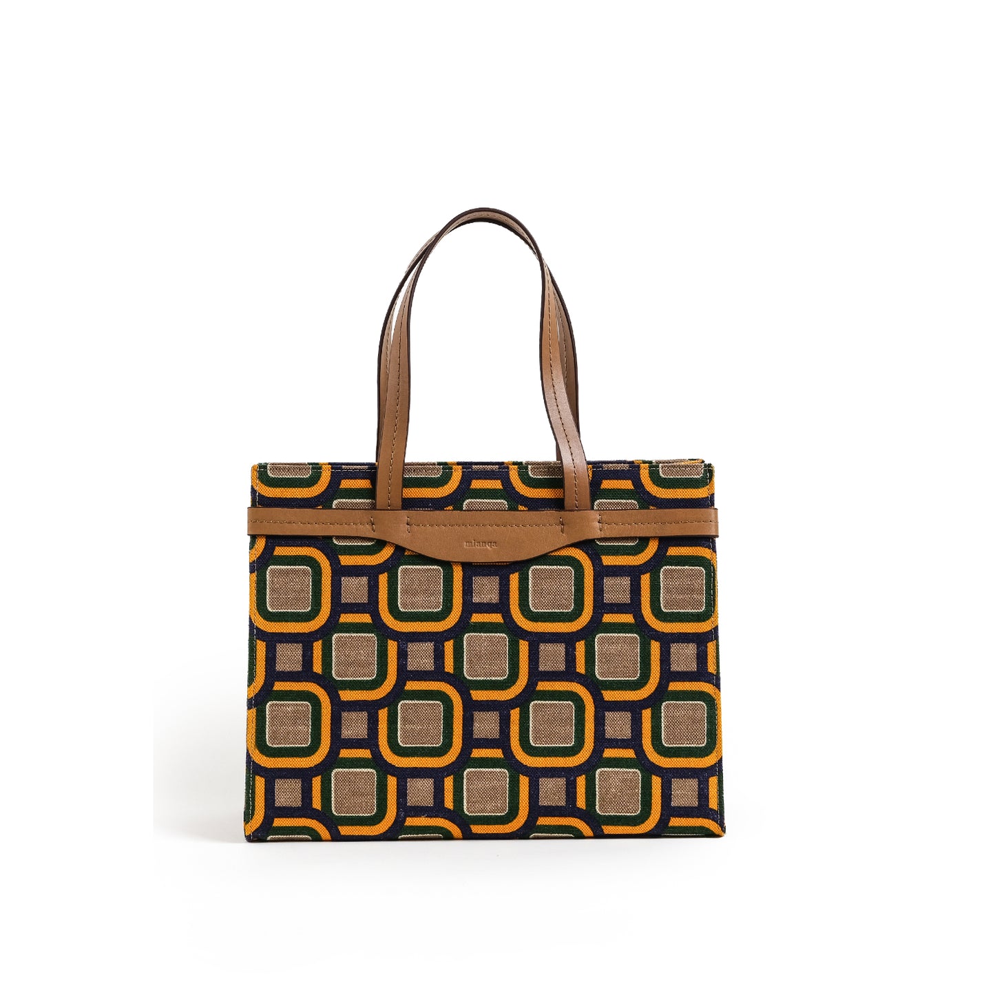 Fabric & Leather Tote Bag Medium Mixed Colors