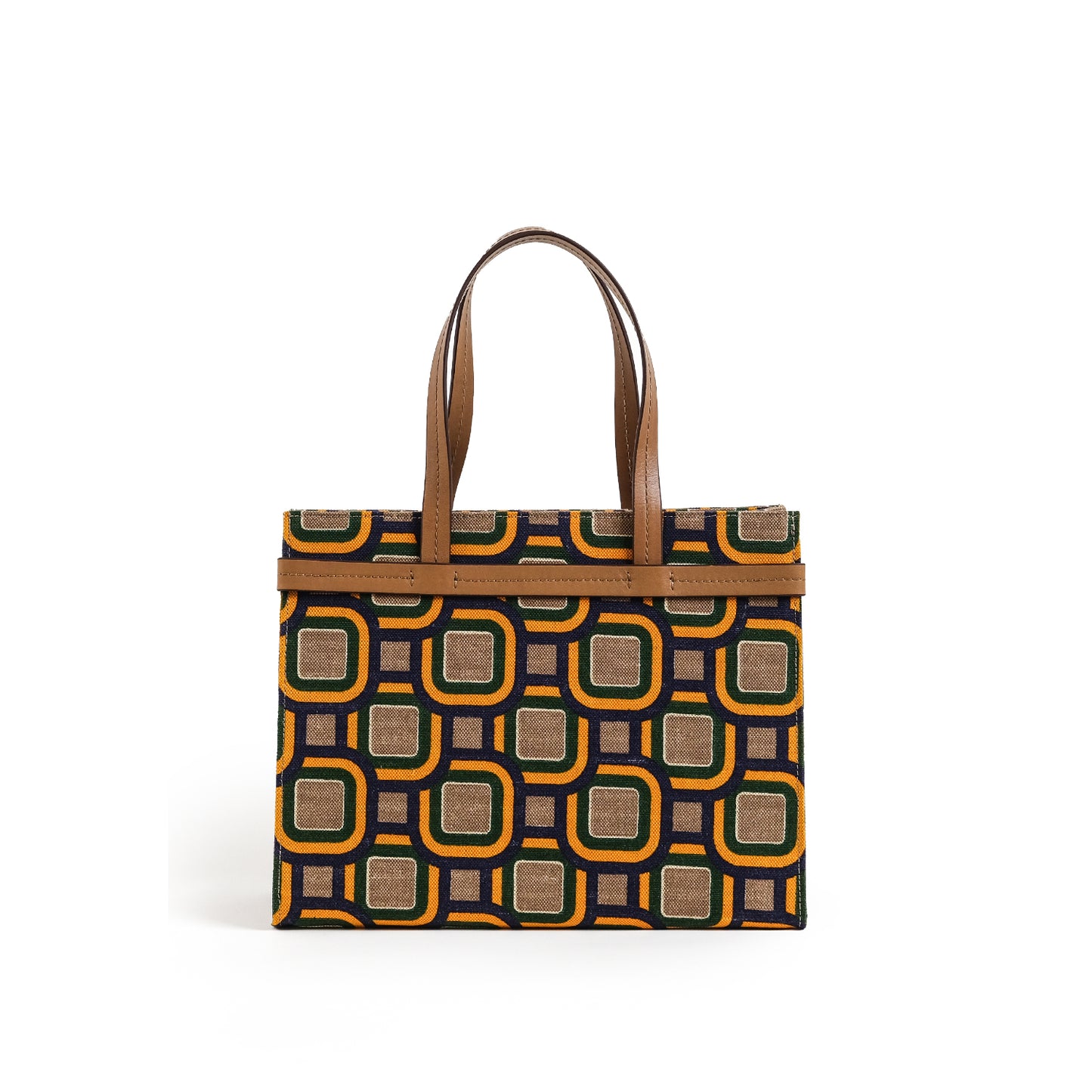 Fabric & Leather Tote Bag Medium Mixed Colors