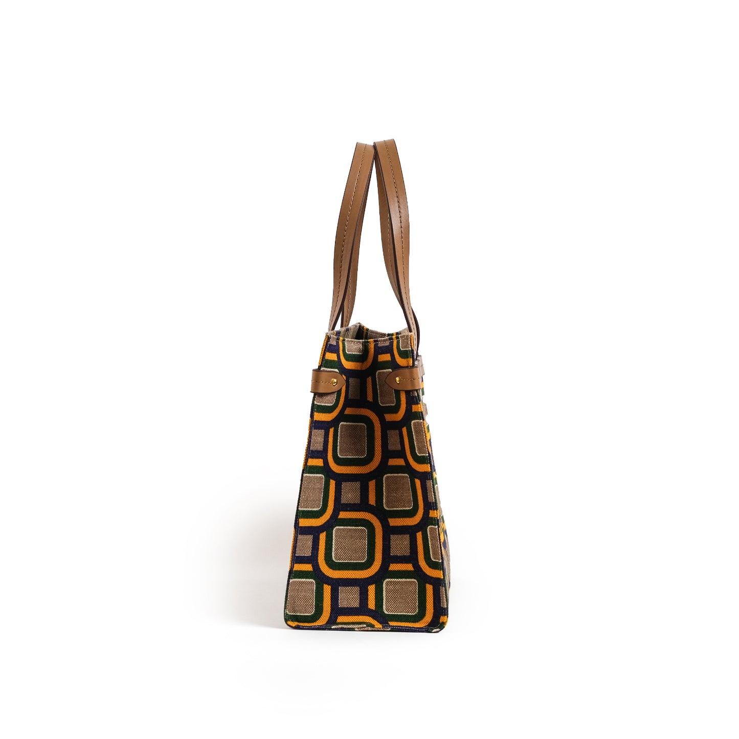 Fabric & Leather Tote Bag Medium Mixed Colors
